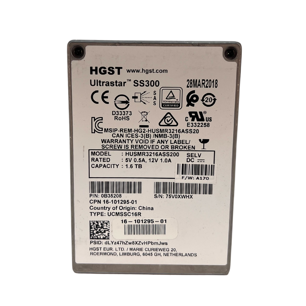 HGST Ultrastar SS300 1.6TB MLC SAS 12Gbps 2.5" SSD Solid State Drive (HUSMR3216ASS200)