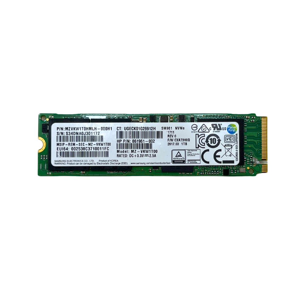 HP 1TB NVMe 2280 M.2 PCIe Gen 3.0 x4 SSD Samsung SM961 MZ-VKW1T00 861961-002