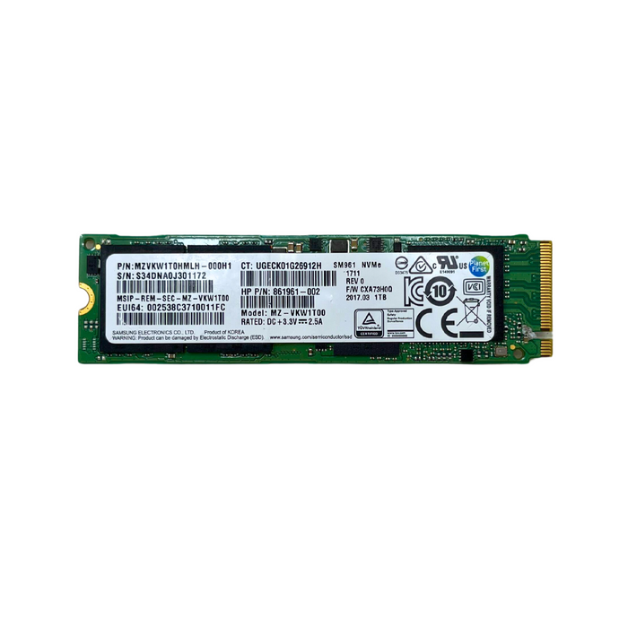HP 1TB NVMe 2280 M.2 PCIe Gen 3.0 x4 SSD Samsung SM961 MZ-VKW1T00 861961-002