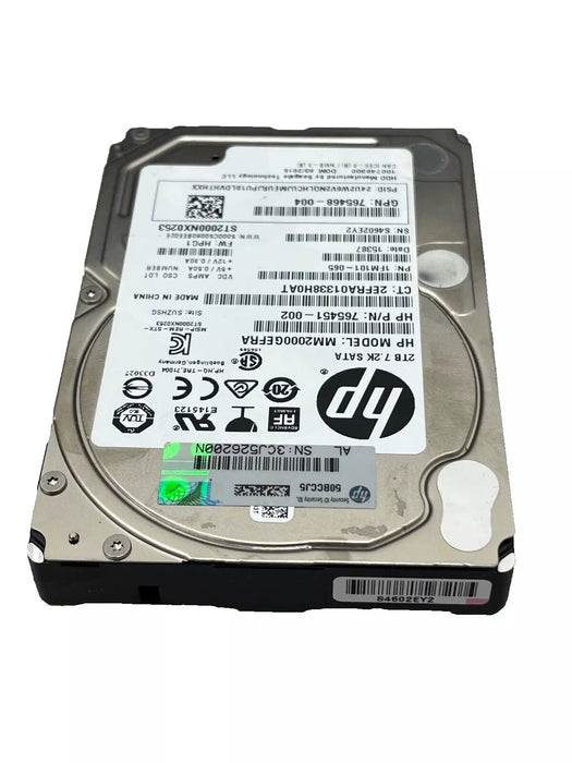 HP 2TB SATA HDD 2.5" 6G, 7.2K DRIVE 765468-004 MM2000GEFRA 765451-002 HP