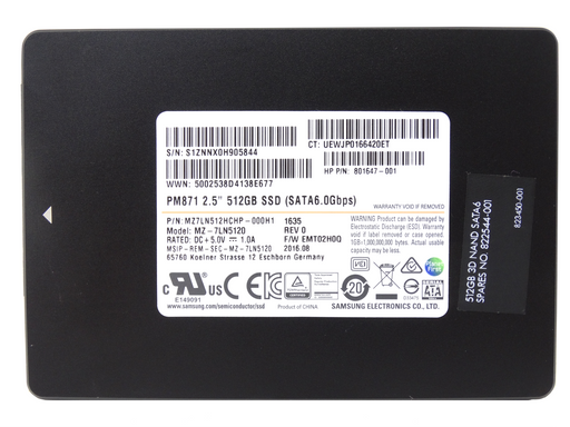 HP 512GB TLC SATA 6Gbps 2.5'' SSD Solid State Drive (801647-001)