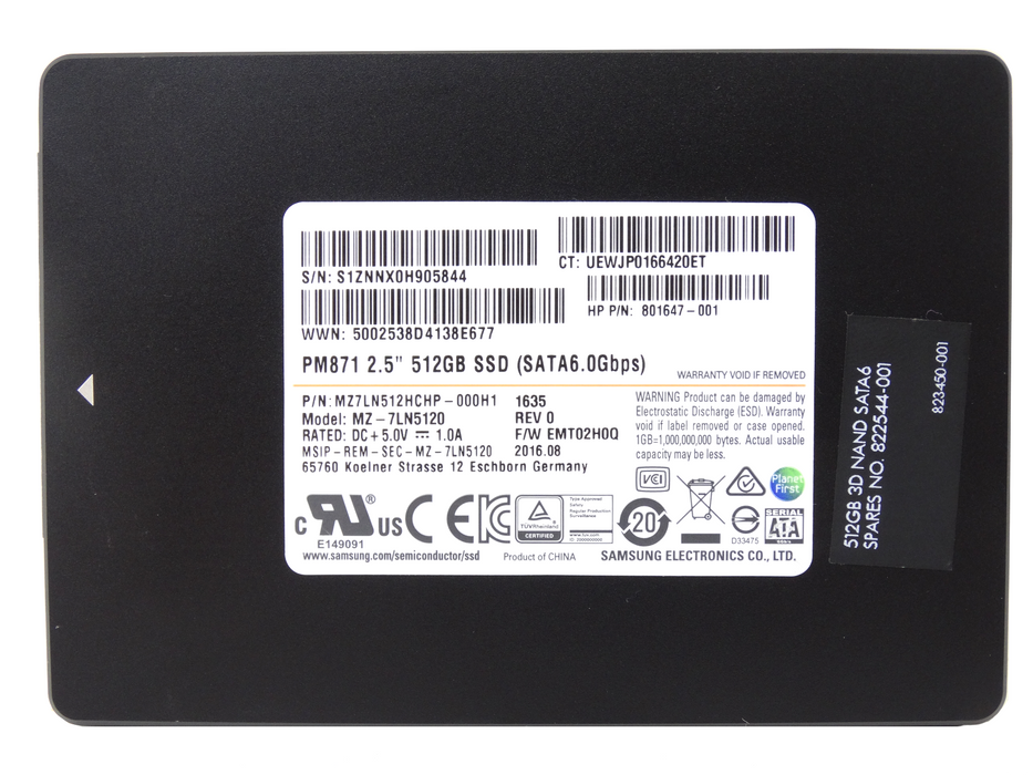 HP 512GB TLC SATA 6Gbps 2.5'' SSD Solid State Drive (801647-001)