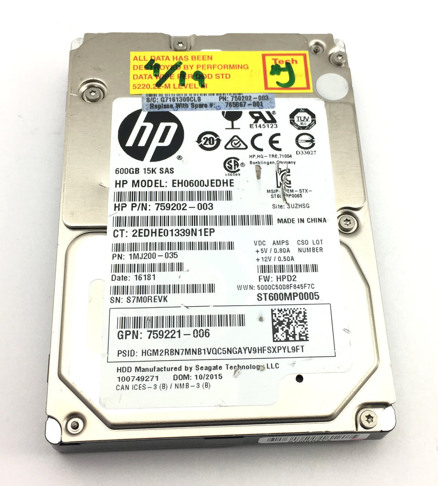 HP 600GB 15K 12Gbps SAS 2.5'' Hard Drive (769202-003)