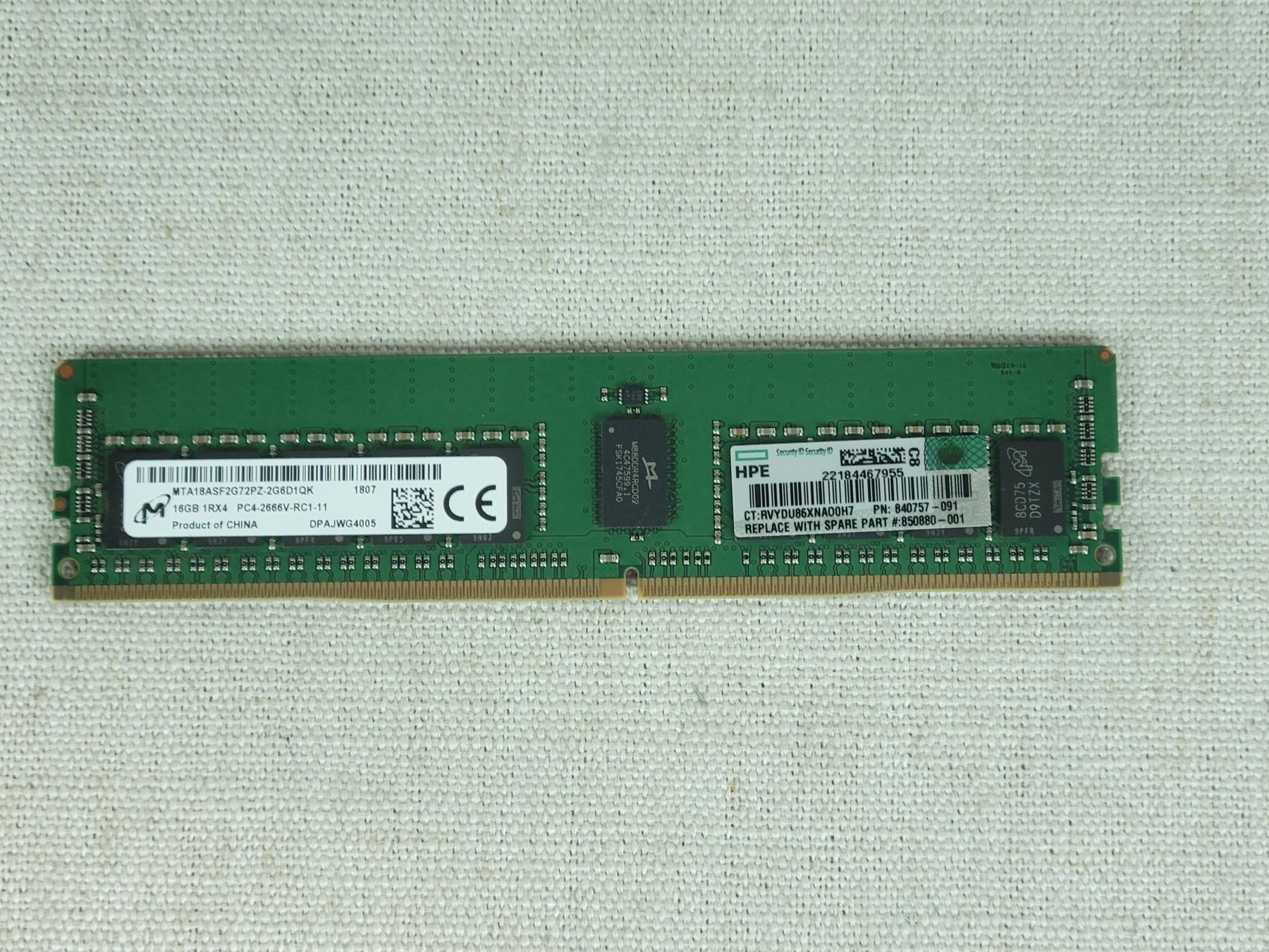HP 840757-091 16GB 1Rx4 PC4-2666V DDR4 Server Memory DIMM 815098-B21