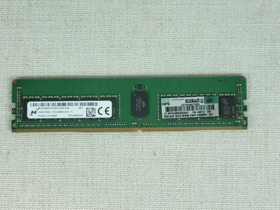 HP 840757-091 16GB 1Rx4 PC4-2666V DDR4 Server Memory DIMM 815098-B21