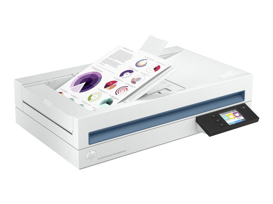 HP ScanJet Enterprise Flow N6600 fnw1 600 x 600 dpi 50 ppm USB, Ethernet, Wi-Fi Automatic Duplex Scanning 2.8-inch Touch Screen LCD Display Desktop Flatbed Document Scanner  - 20G08A