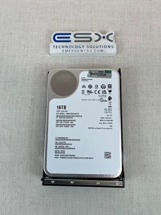 HPE 16TB 12G SAS 7.2K LFF 3.5" LP 512e ISE P25245-001, ST16000NM010G