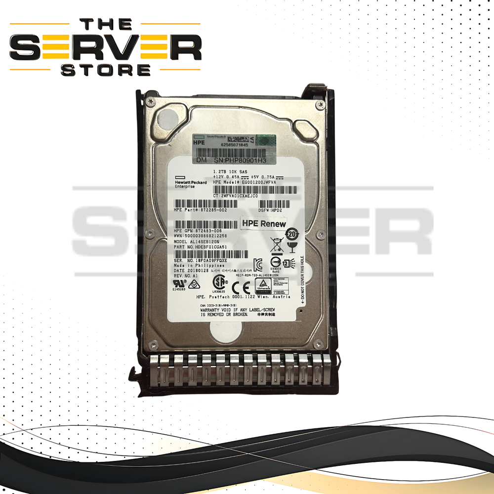 HPE 1.2TB SAS 12G 10K 2.5" SFF HDD Toshiba AL14SEB120N EG001200JWFVA 872285-002