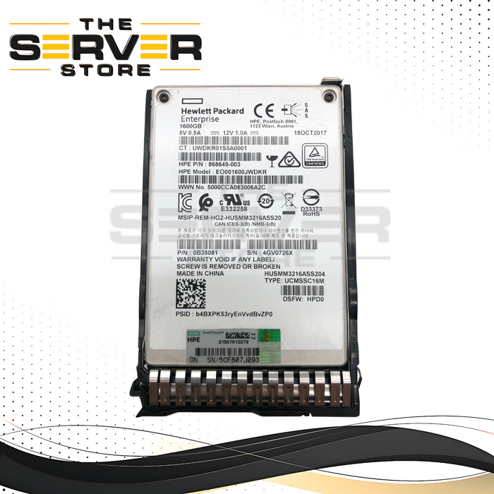HPE 1.6TB 12G SAS WI SFF SC 2.5" SSD WD / HGST Ultrastar DC SS300 873357-B21 873565-001
