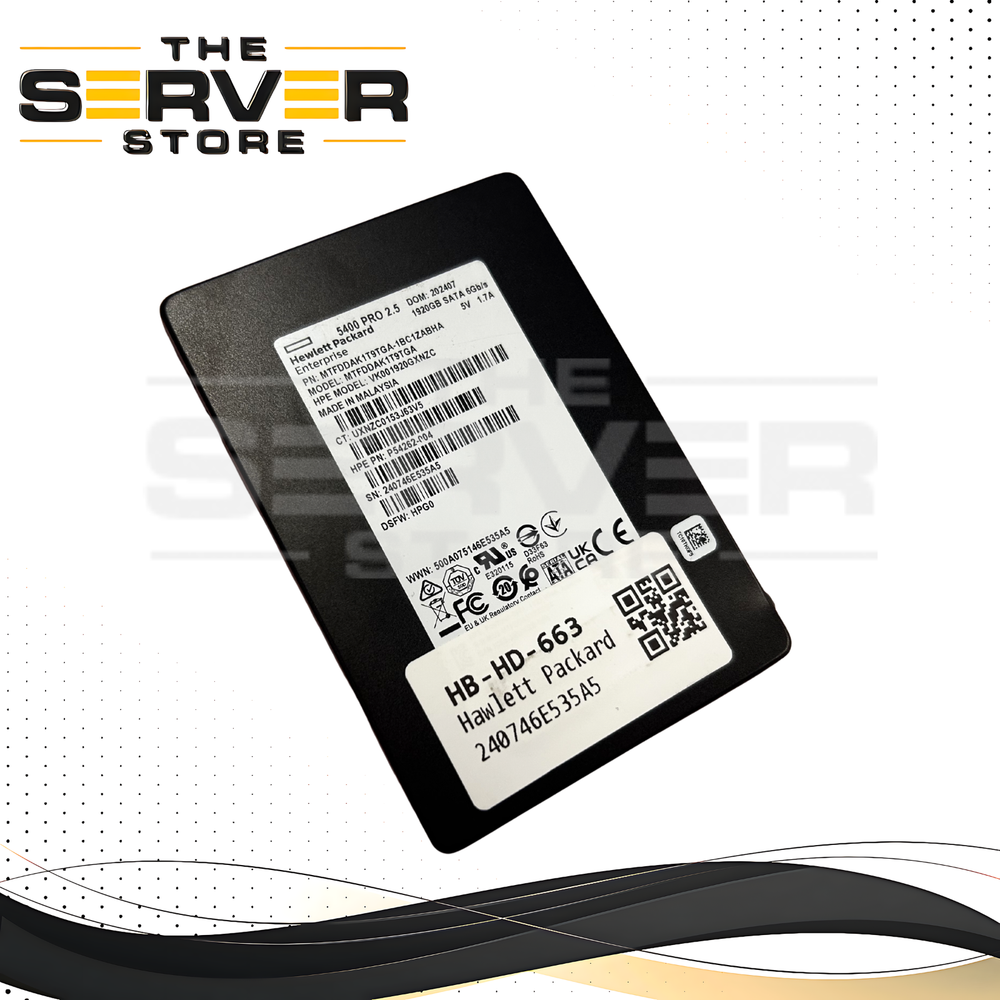 HPE 1.92TB SATA 6Gb/s SFF 2.5" SSD Solid State Drive P54262-004