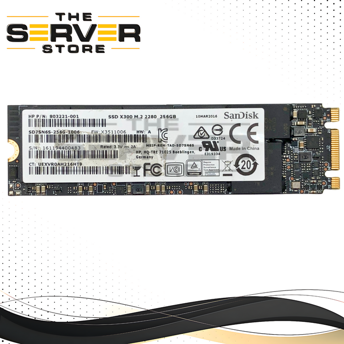 HPE 256GB SATA 6Gb/s 2280 M.2 3D TLC SSD SanDisk X300 SD7SN6S-256G-1006 803221-001.