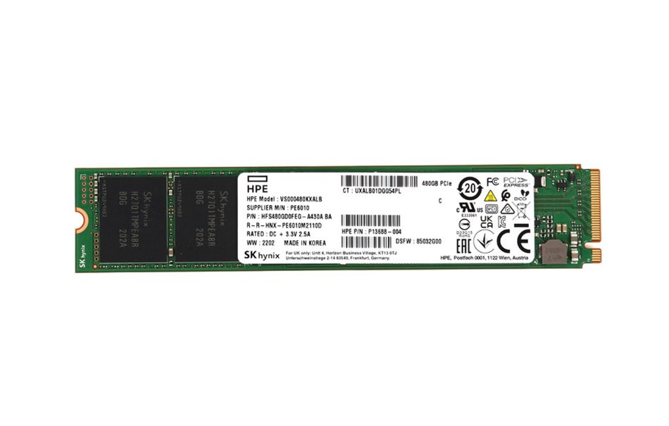 HPE 480GB PCI Express 3.0 x4 NVMe Mainstream Performance Read Intensive M.2 22110 Solid State Drive (SSD) - P24886-001