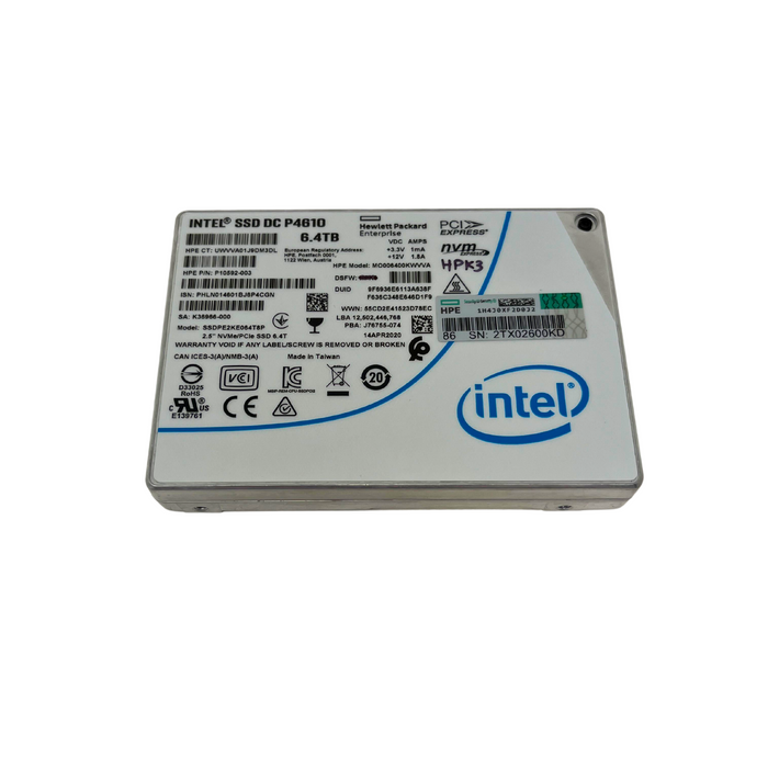 HPE 6.4TB NVMe U.2 PCIe G3 x4 MU 2.5" SSD Intel P4610 MO006400KWVVA P10592-003