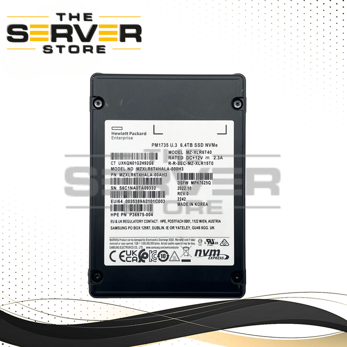 HPE 6.4TB NVMe U.3 PCIe Gen 4.0 x8 MU SFF 2.5" SSD Samsung PM1735 P36975-004