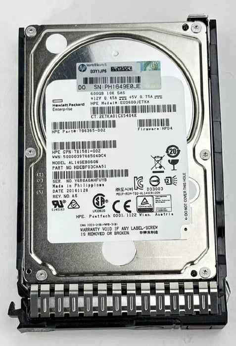 HPE 796365-002 Enterprise Hard drive 600 GB SAS 12Gb/s | USED