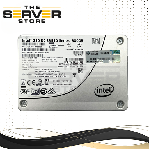 HPE 800GB SATA 6G RI SFF 2.5" SSD Intel S3510 804601-001 VK0800GEYJT 804574-005