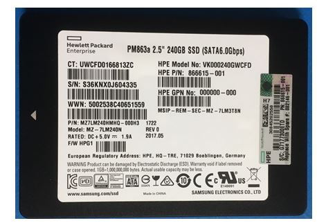 HPE 866615-001 240GB SATA 6Gbps 2.5" SFF Read Intensive SSD | USED