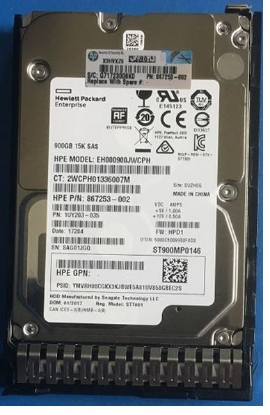 HPE 867253-002 Digitally Signed 512e 900GB 15k SAS 12g Sff Sc Hdd F/s | USED