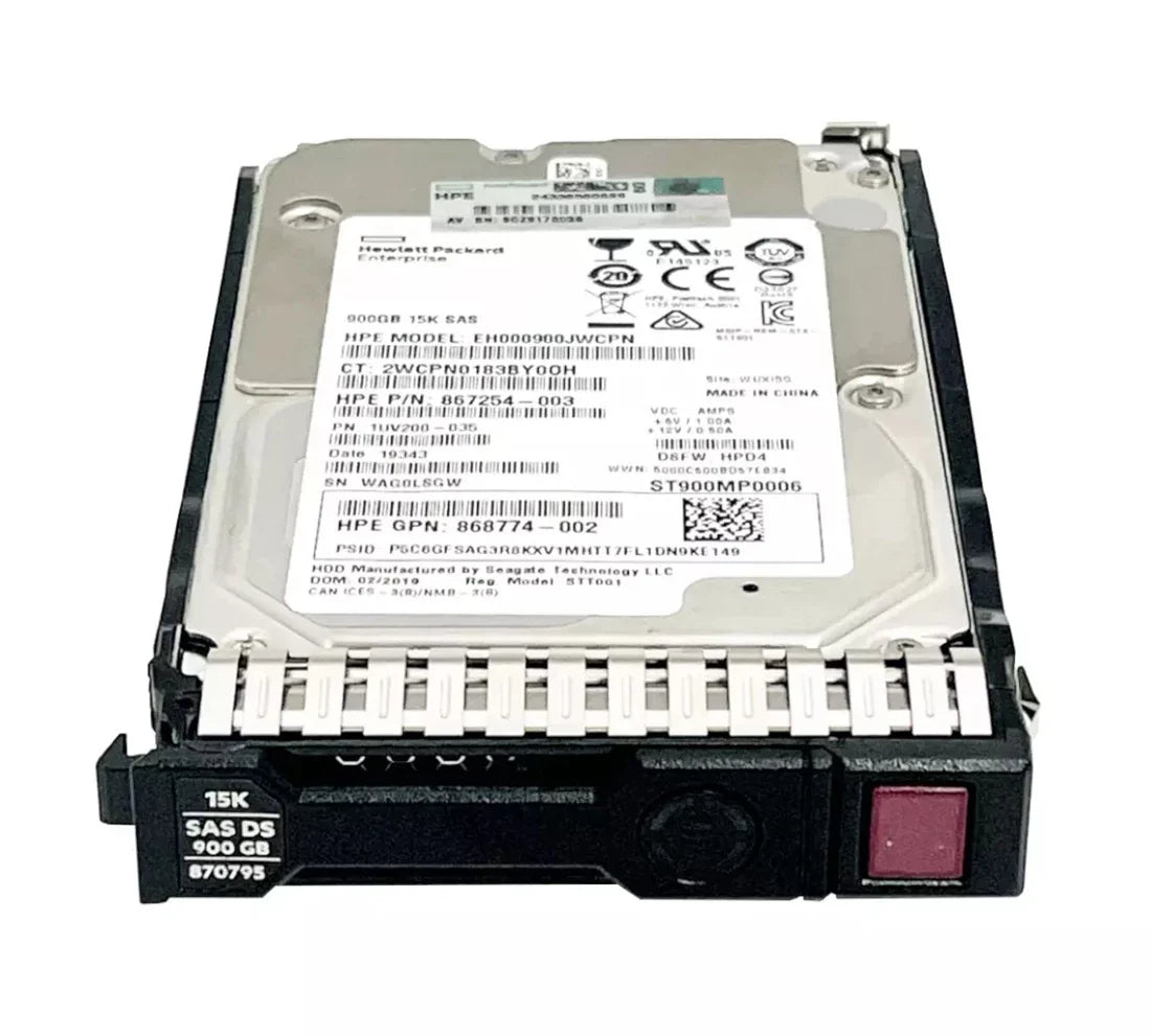 HPE 870759-B21 Digitally Signed 512n 900GB 15k SAS 12g Sff Sc Hdd F/s | USED