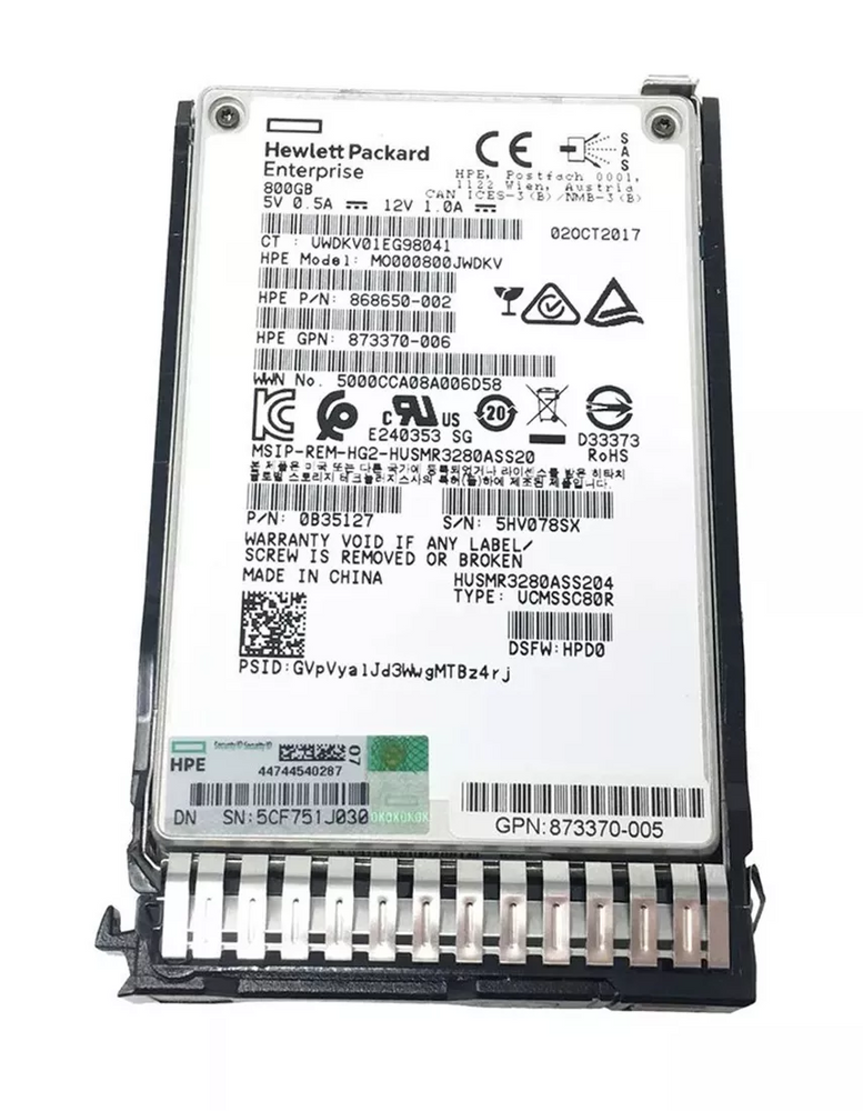 HPE 873370-006 Mixed Use 800Gb SAS 12g Sff Sc DS Ssd | USED
