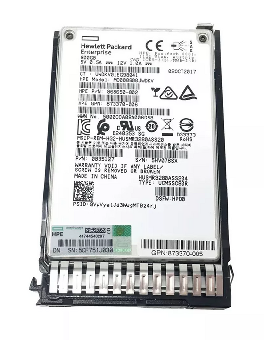 HPE 873569-001 Mixed Use 800Gb SAS 12g Sff Sc DS Ssd | USED