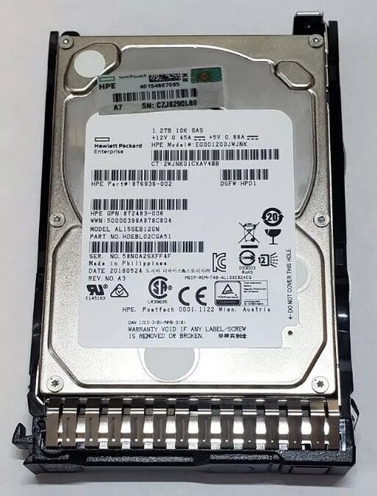 HPE 876936-002 Enterprise Hard drive 1.2 TB SAS 12Gb/s New F/s | USED