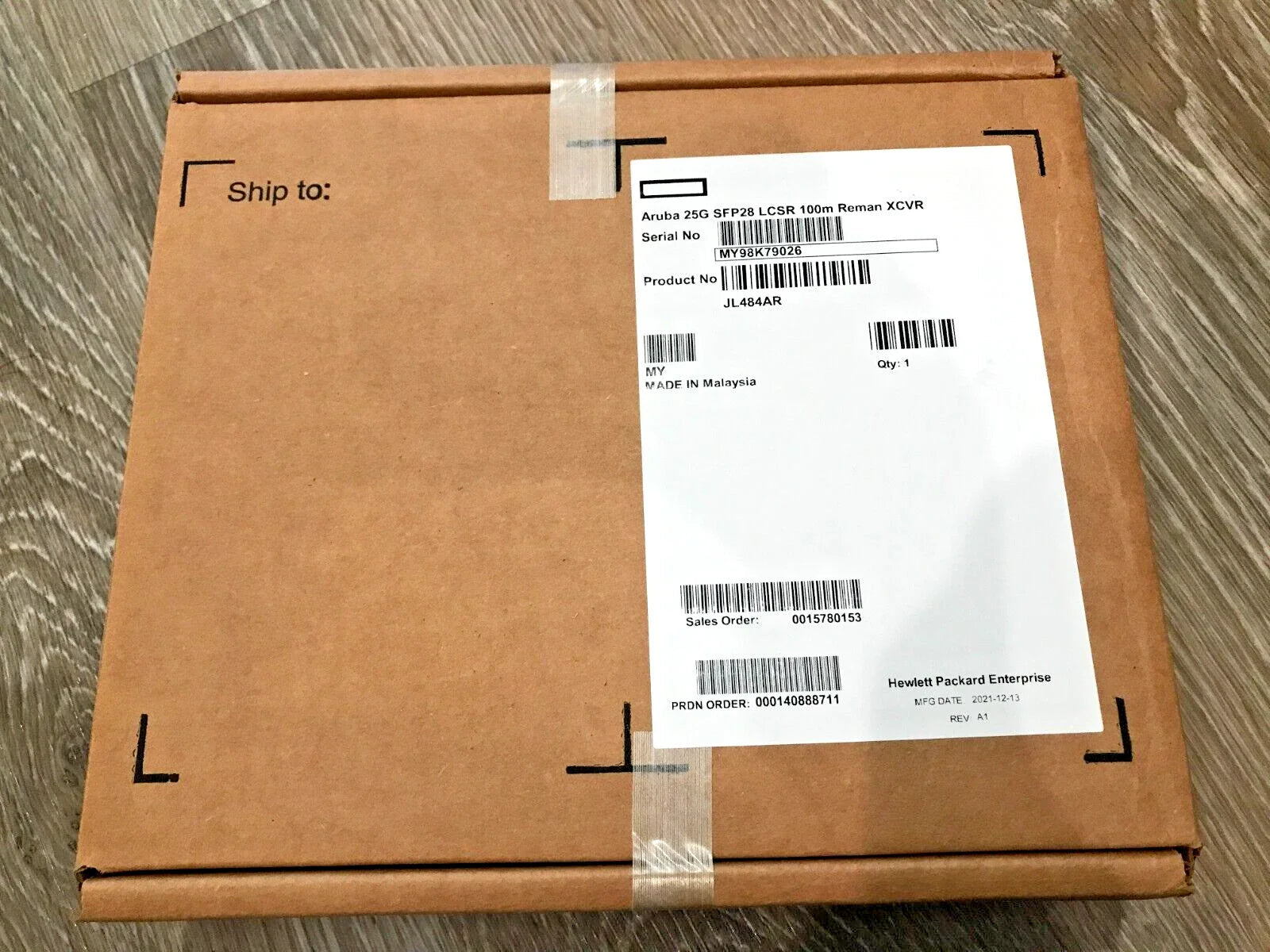 HPE Aruba JL484AR JL484A 25G SFP28 LCSR 25GBASE-SR 100m MMF XCVR Transceiver HPE