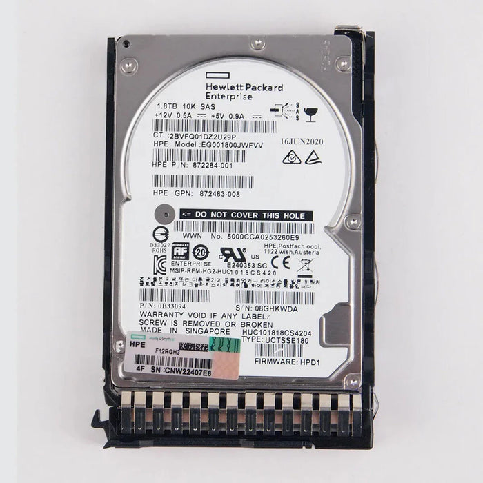HPE EG001800JWFVV Hard Drive 1.8 TB SAS 12Gb/s New F/s | USED