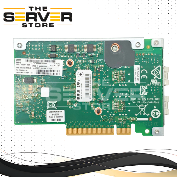 HPE Ethernet 2-Port 562FLR-SFP+ FlexibleLOM Adapter, 2x 10GbE SFP+ Ports. P/N: 790317-001.