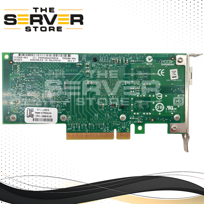 HPE Intel X520-SR1 1-Port 10 Gigabit per second (10Gb/s) SFP+ Single Port PCI-E 2.0 x8 Network Adapter with Low Profile Bracket. P/N: 713568-001.