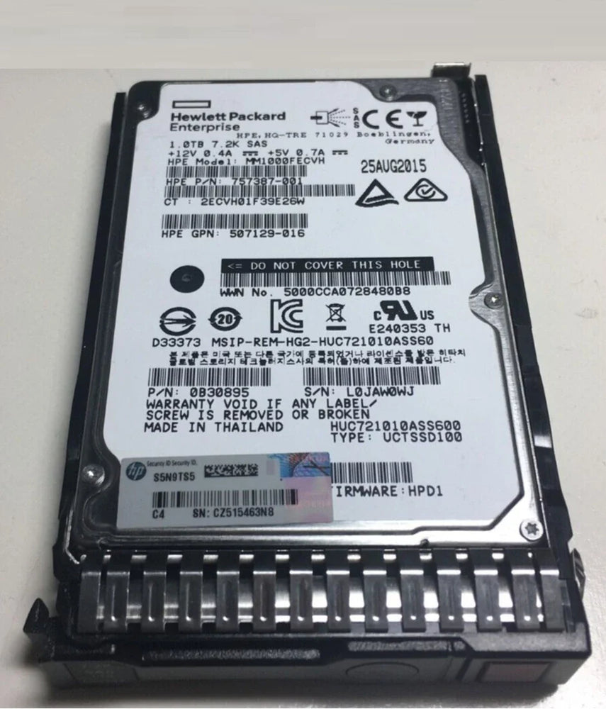 HPE MM1000FECVH Midline Hard drive 1 TB SAS 6Gb/s | USED