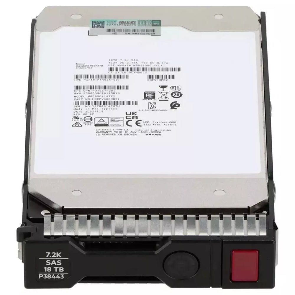 HPE P38443-001 18TB 7.2k SAS 12g Sc 512e Lff Ise Helium Hdd | USED