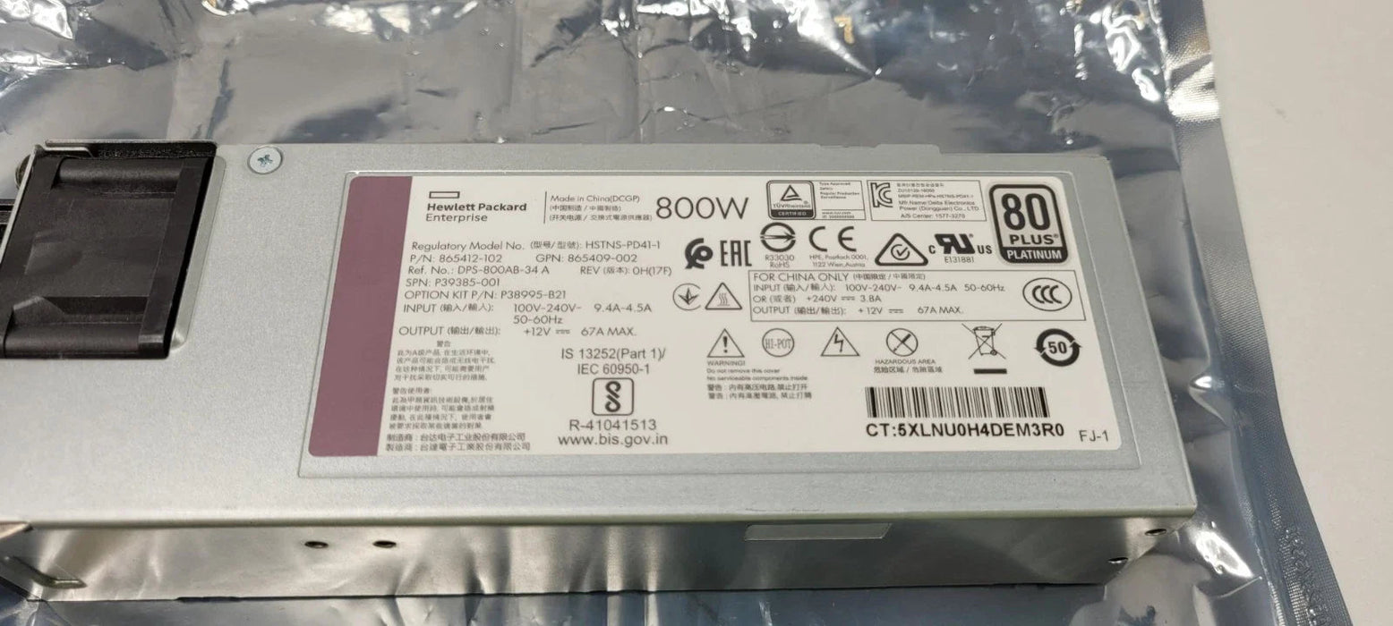 HPE P38995-B21 P39385-001 800W Flex Spot Platinum Power Supply HPE