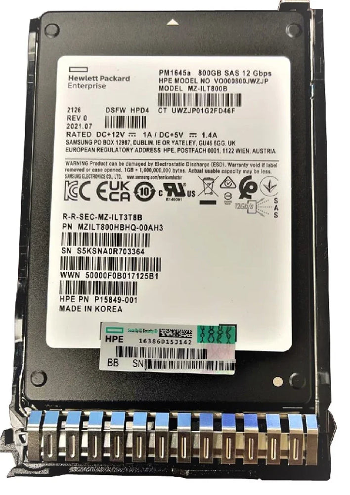 HPE PM1645a P15849-001 Mixed Use SSD 800 GB SAS 12Gb/s New F/s | USED