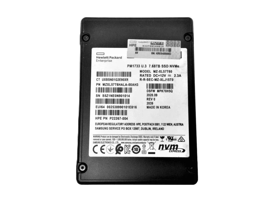 HPE PM1733 P22267-004 SSD 7.68 TB PCIe 4.0 x4 (NVMe) New | USED