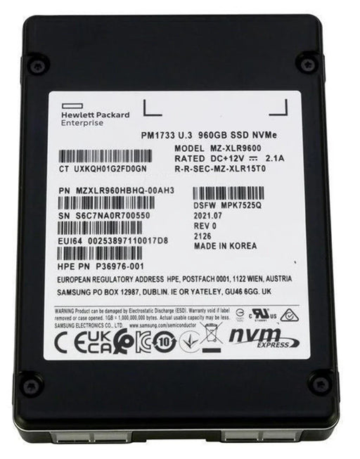 HPE PM1733 P36976-001 Read Intensive SSD 960 GB PCIe 4.0x4 (NVMe) | USED