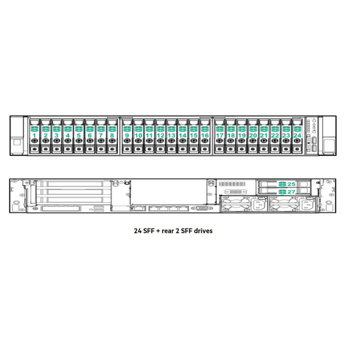 HPE ProLiant DL380 (G11) 5415+ 2.9GHz 8 Core 1P 32GB-R MR408I-O NC 8SFF 800W PS Server | P52564-B21