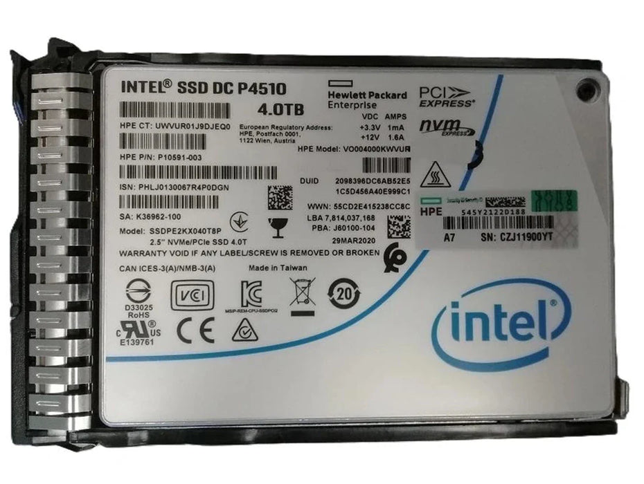 HPE VO004000KWVUR Read Intensive SSD 4 TB Pci Express x4 (NVMe) New F/s | USED
