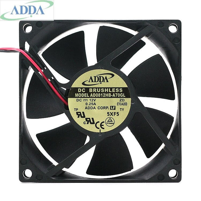 ADDA AD0812HB-A70GL 80x80x25mm 12V DC 0.25A 2-Wire Axial Cooling Fan