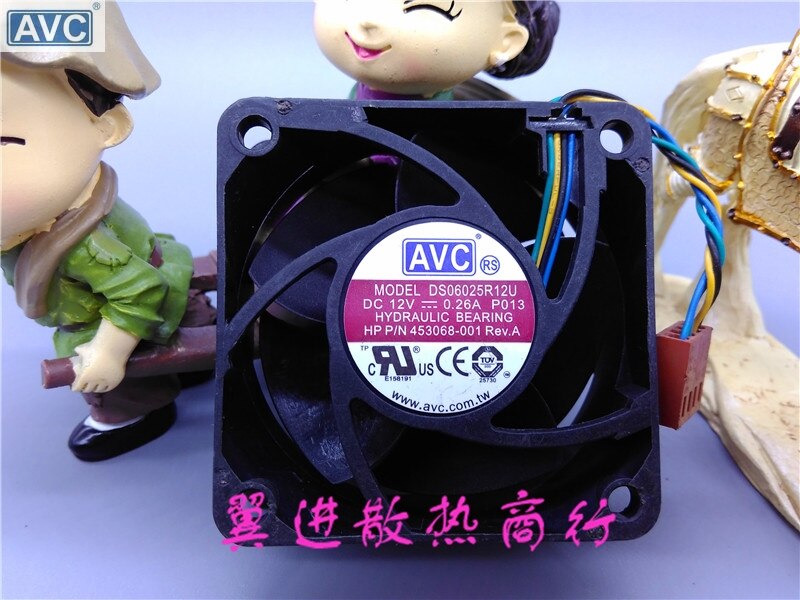 AVC DS06025R12U, 60x60x25mm 12V DC 0.26A 4-Wire Axial Cooling Fan