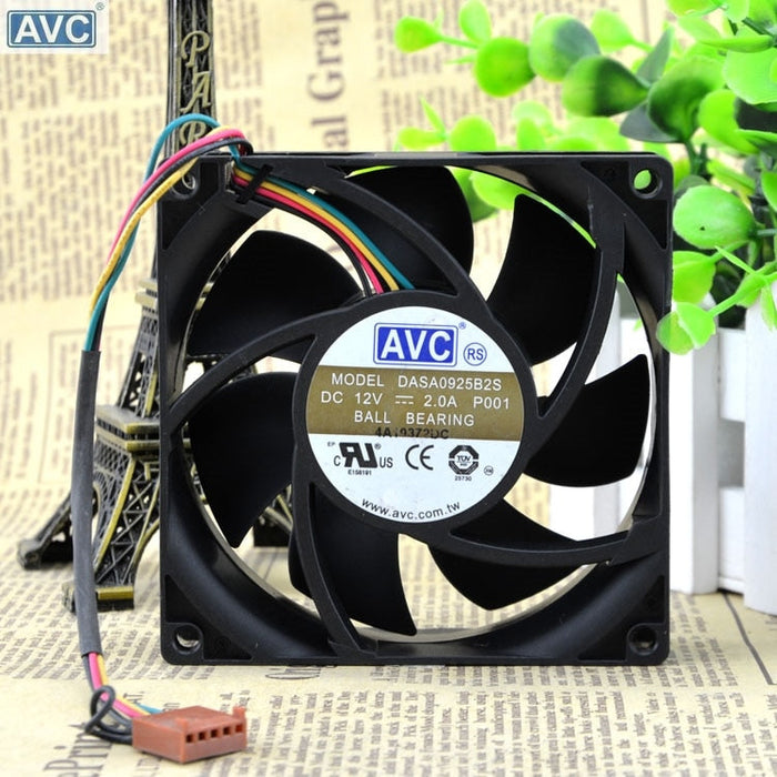 AVC DASA0925B2S 90x90x25mm 12V DC 2.0A 4-Wire Axial Cooling Fan