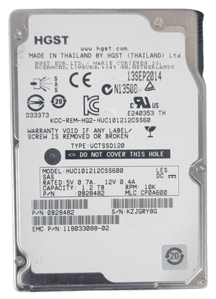 HUC101212CSS600 HGST 1.2TB 10K 2.5" SAS 6Gb/s Hard Drive