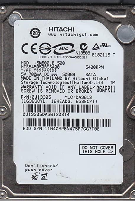 HTS545050B9SA00 — Hitachi 500GB 5.4K RPM 1.5Gb/s 2.5" SATA Hard D