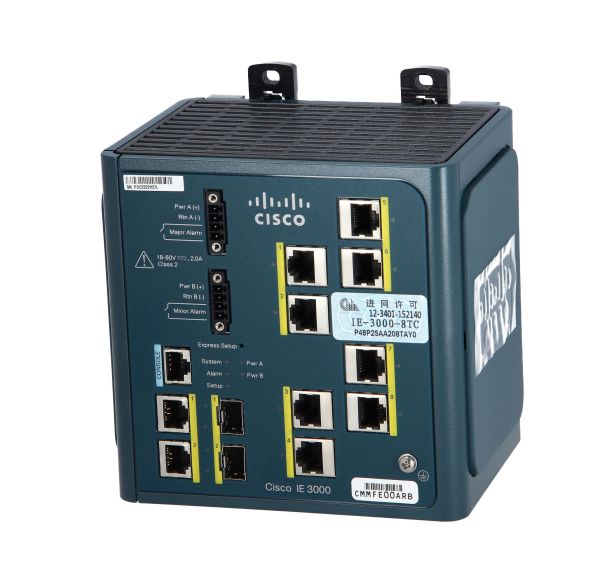 IE-3000-8TC - Cisco Industrial Ethernet 3000 Series 8-Ports 10/100/1000BASE-T Ethernet Layer 2 Rack-mountable Managed Network Switch with 2-Ports SFP