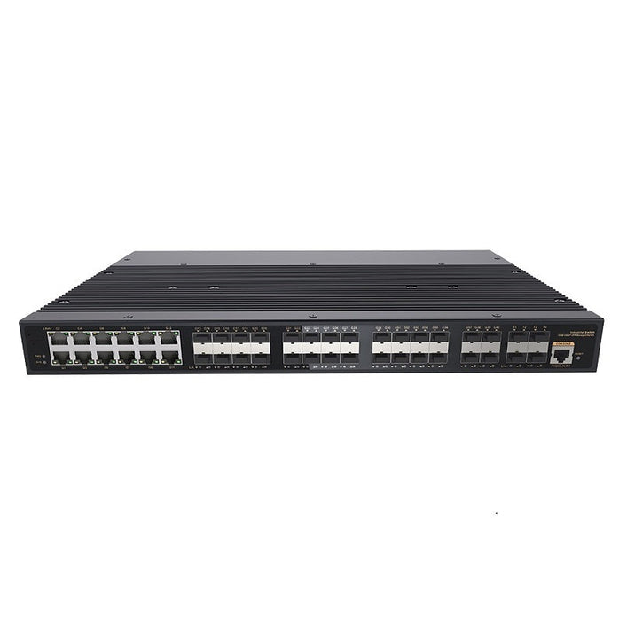 OW-IES5000-12T28F-4S, 12*10/100/1000M RJ45, 28*100/1000M SFP, with 4*1/10G uplink SFP+ fiber ports L2+ managed industrial Ethernet switch