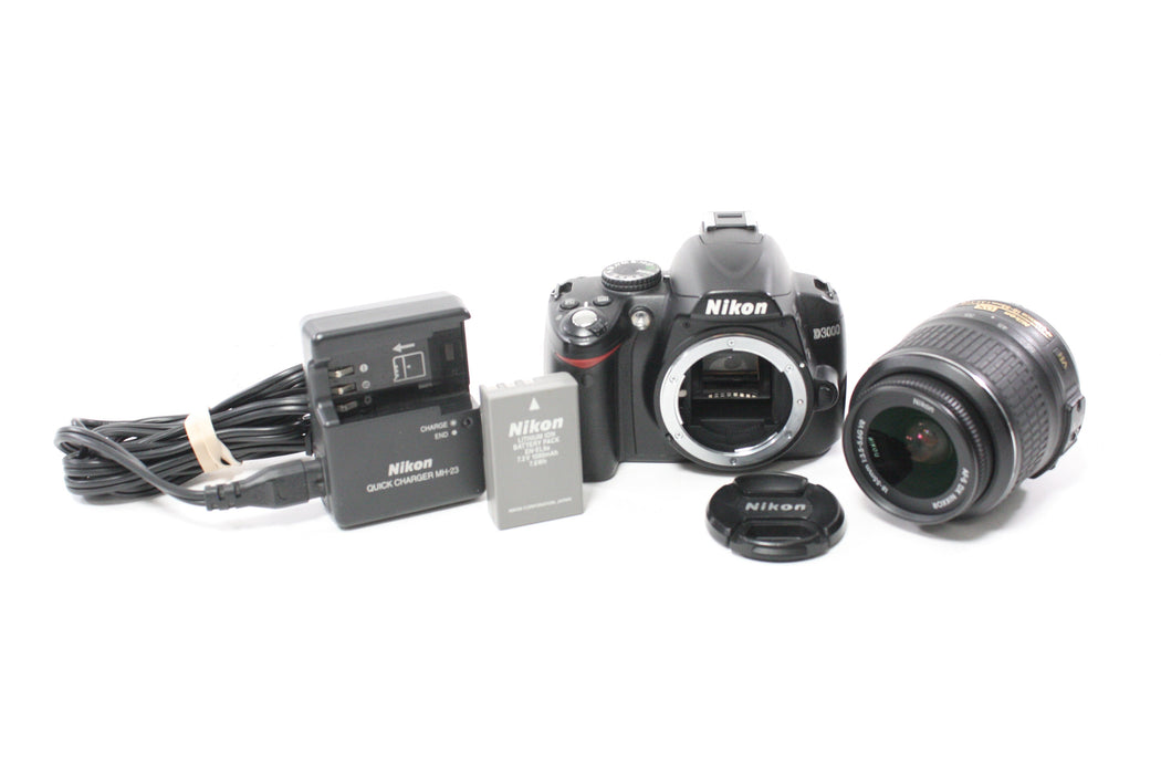 Nikon D3000 DSLR Camera with 18-55mm f/3.5-5.6 G VR AF-S DX Nikkor Lens with Shutter Count 20,253