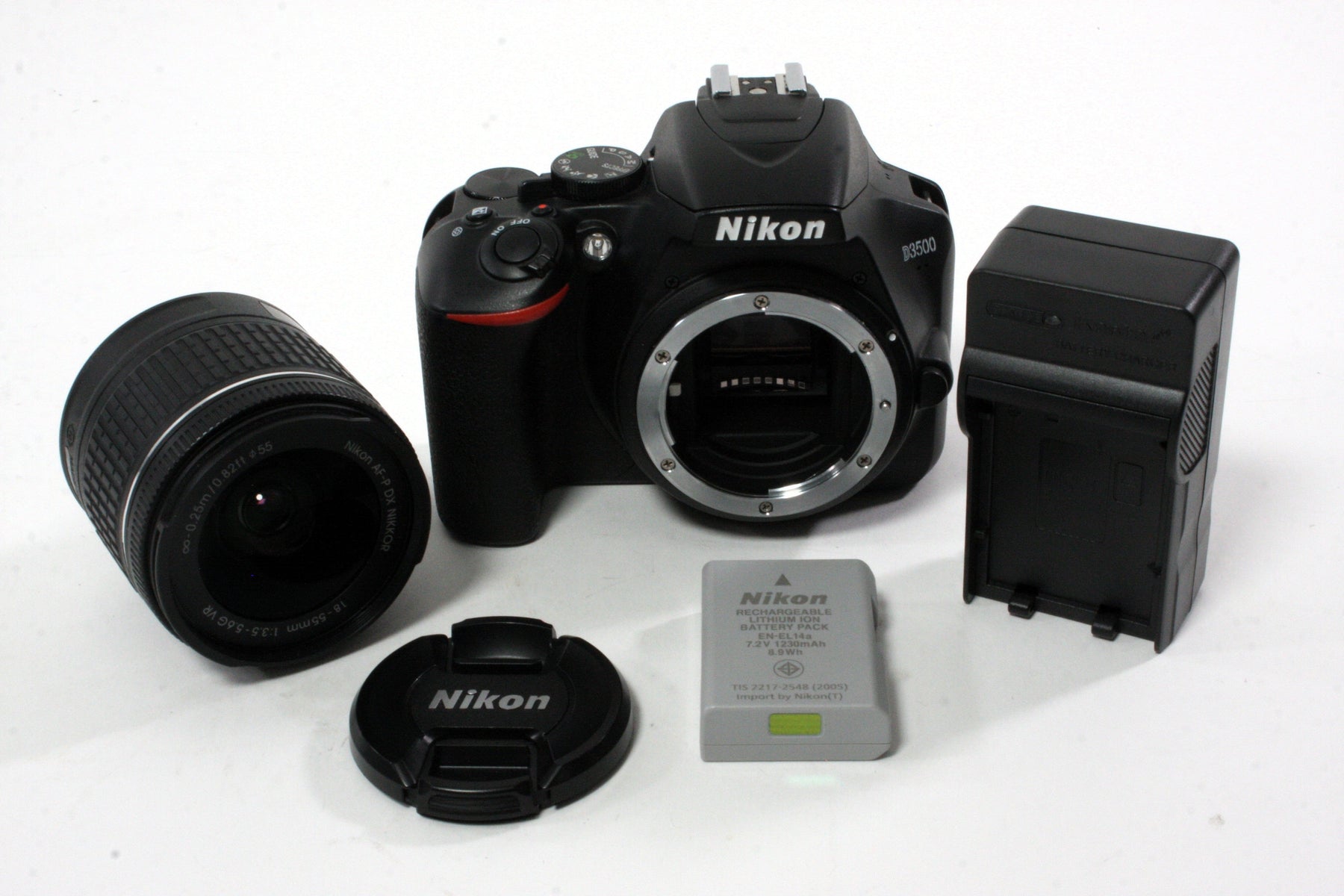 Nikon D3500 Digital with 18-55mm f/3.5-5.6 G VR AF-P DX NIKKOR for F Mount with a Shutter Count of 5,265