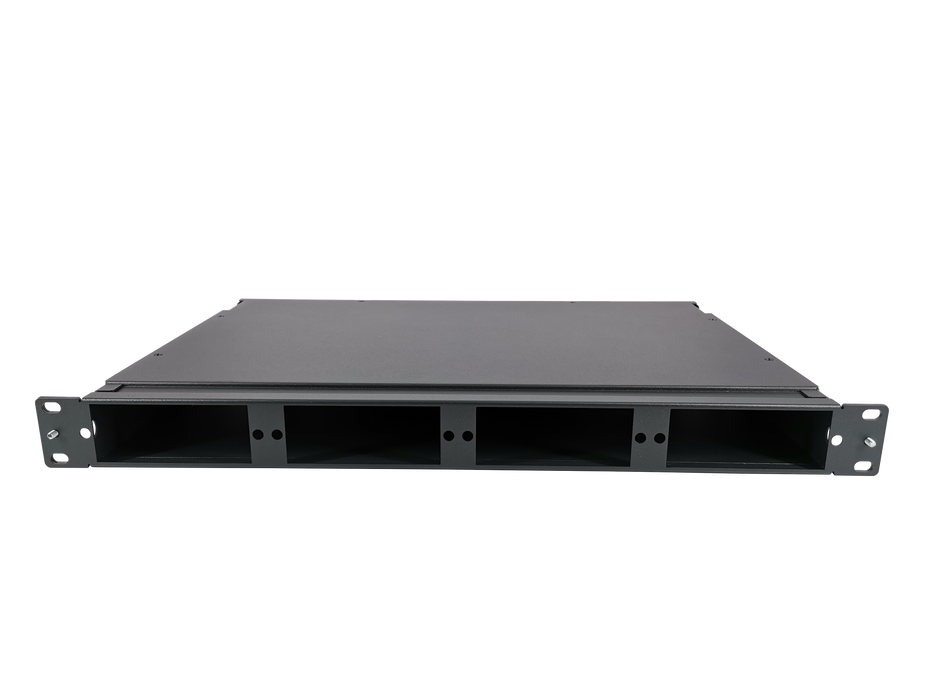 FHD High Density 1U Rack Mount Enclosure Unloaded, Tool-less Removable Top Cover, Holds up to 4 x FHD Cassettes or Panels, 144 Fibers (LC), FHD-1UFMT-N