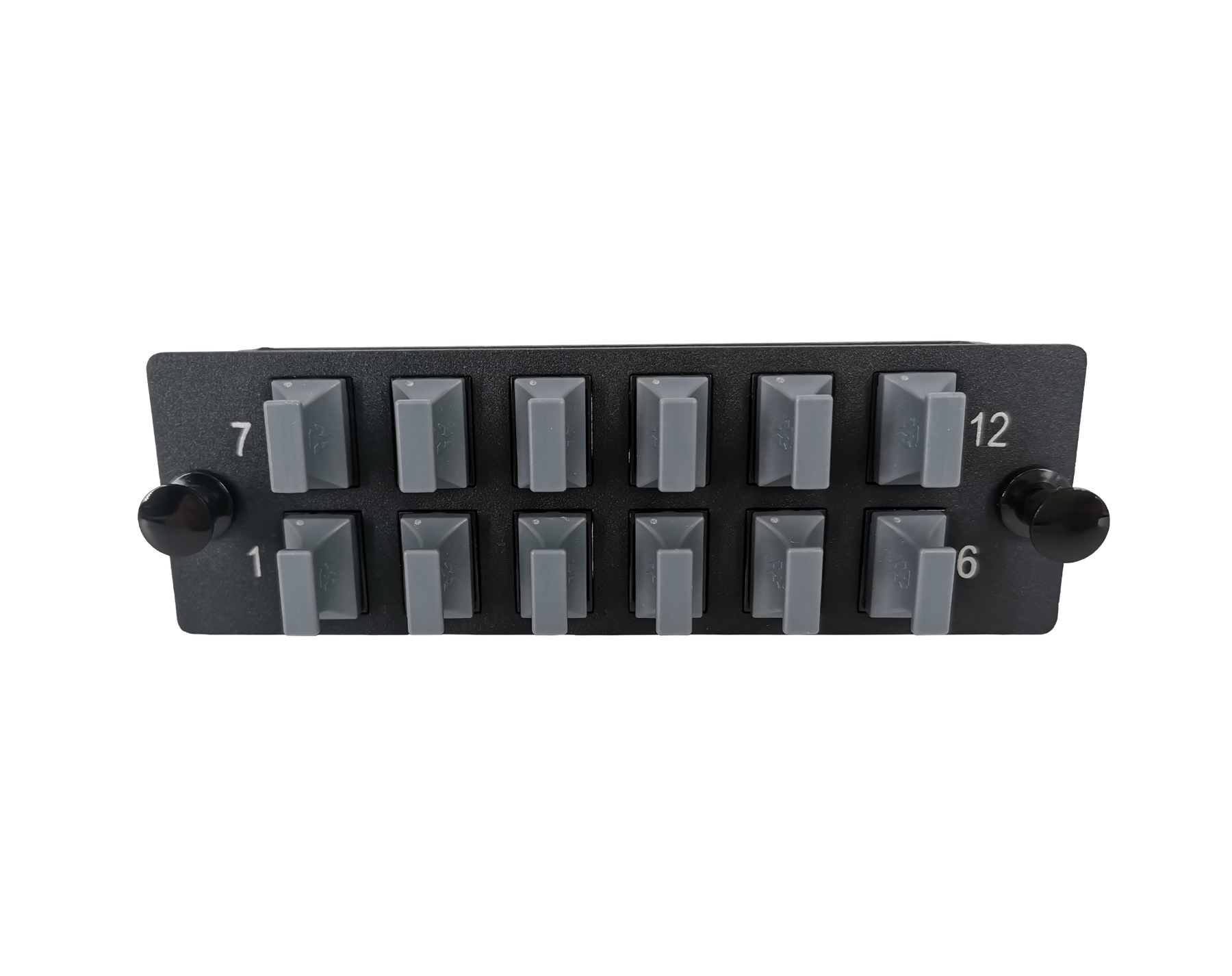 FHD Fiber Adapter Panel, OS2/OM3/OM4, 12x MTP? Key Up to Key Down (Black) Adapter, Ceramic Sleeve