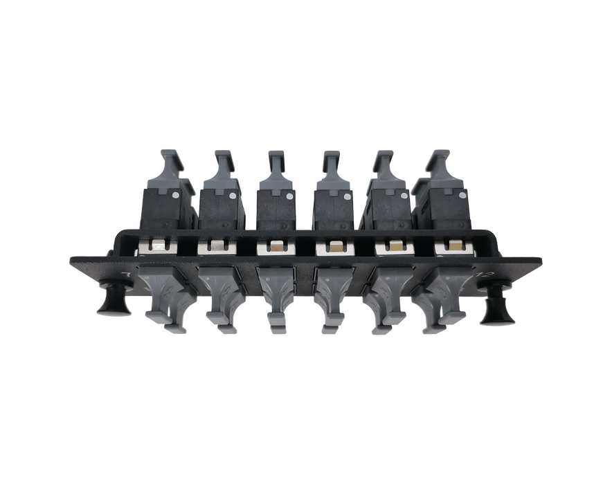 FHD Fiber Adapter Panel, OS2/OM3/OM4, 12x MTP? Key Up to Key Down (Black) Adapter, Ceramic Sleeve